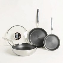 마이쿡 미국 FDA인증 인덕션 올스텐 통3중 코팅 궁중팬 논스틱 코팅 코니컬팬 프라이팬, 4종 세트(20cm+26cm+28cm궁중팬+유리뚜껑)