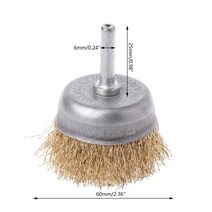 와이어 휠 컵 브러시 굵은 스테인레스 스틸 6mm 생크 직경 드릴, 60mm
