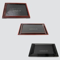 나비드쿡 한일칠기 쟁반 12종택1 티크쟁반 블랙쟁반 장수목쟁반 정식쟁반 개인쟁반, 1개, 3510-2호-454x323x14