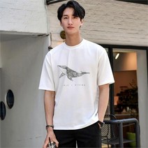 [게리오][IC.12] 엠보 분또 고래 프린팅 반팔 티셔츠