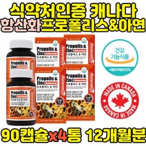 식약처인증 캐나다 프로폴리스 아연 대용량 90캡슐4통