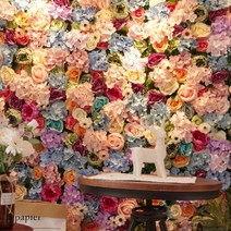 행사 부스 웨딩 포토 부스 사진 벽 배경 장식 장미 꽃, FW46-059