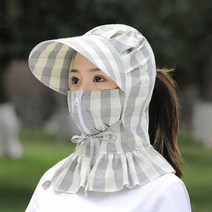 선풍기달린모자 마스크모자 여름 여성용 선캡 햇빛차단 페이스 목 커버, 그레이 선풍기X