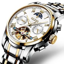olevs watch for men 럭셔리 자동 해골 기계식 남자 시계 방수 문 단계 손목 시계 스테인레스 스틸 남자 시계