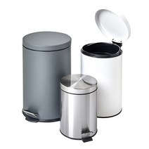 할메이드 인테리어 무소음 원형 페달휴지통 종량제 쓰레기통 5L 12L 20L, 1개, 12L 무광그레이