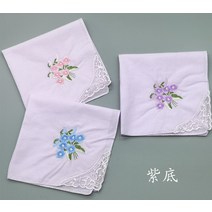 라이팡팡 자수 손수건 순면 여성 무지 손수건 땀 흡수 부드럽고 정교한 자수 코튼 선물