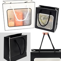 예쁜종이가방 고급종이쇼핑백 크라프트지쇼핑백 투명창 쇼핑백, 대 - 화이트