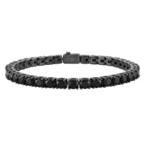 [정품] Bulova Jewelry 남성용 클래식 블랙 루테늄 도금 스털링 실버 테니스 팔찌 5mm 스피넬 길이 216cm(85인치) 스타일: BVB1017-BKSBSP 원석 없음