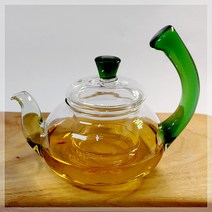 선미그린 반달 녹색다관_300ml 티포트 유리주전자 유리다기 찻잔 유리컵, 투명+그린