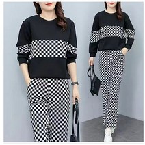 여성 캐주얼 트레이닝복 세트 가을옷 루즈핏 도트 프린트 맨투맨 여사 긴팔 긴바지 상하의 세트 투피스 20대 30대 40대 m~4xl