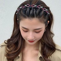 큐빅 집게머리띠 볼륨머리띠 벼머리 앞머리고정 얇은 큐빅머리띠 제니 화관머리띠, 골드