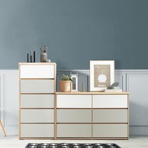 헤이모노 베니 서랍장세트 600 5단+빅와이드 1200 3단, 화이트+그레이