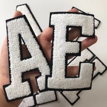큰 흰색 문자 셔닐 실 수 놓은 철 패치 Applique Diy 이름 배지 알파벳 패치 의류 가방 액세서리, 케이, 1개