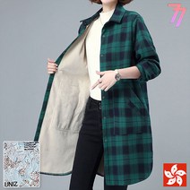77우먼스 여성 기모 하이틴 체크 자켓 빅사이즈 99 겨울 셔츠 남방 아우터 [리현커머스]