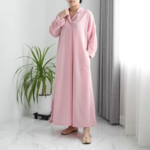 여성 빅사이즈 린넨 데일리 롱 긴팔원피스_GRM2001