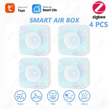 TuyaZigbee 스마트 공기 품질 모니터 CO2 미터 센서 자동 경보 VOC HCHO PM2.5 가스 측정기 온도 습도, 08 4 피스S