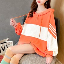 루즈핏 뚱뚱한 빅사이즈 후드티셔츠 맨투맨 얇은 여자가을패션 상의 박시코트 트렌드 2029794085