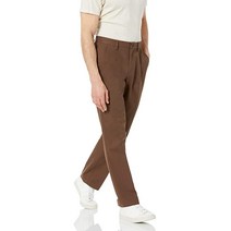 아마존에센셜 남성 클래식 핏 주름 방지 플리츠 치노 팬츠 브라운 너비 101.6cm40인치 x 길이 81