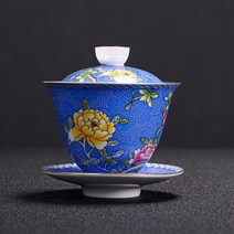 삼천리 무궁화 빈티지 도자기 찻잔, 보석블루