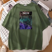 남성 남자 트레이닝세트 트레이닝복 땀복 Trapstar-런던 빈티지 팰리스 프린트 티셔츠 고딕 힙합 쿨 하프 슬리브 스트리트 오넥 캐주얼 티셔츠