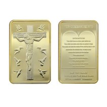 예수님 골드바 1 pcs 예수님은 corss Ten Commandents 코인 OZ 24K 골드 도금 잉곳 배지 홈 데코레이션 바에 손으로