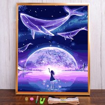 보석십자수 창업 도구 풍경 하늘 달 인쇄 크로스 스티치 패턴 DIY 자수 수제 그림 세공 뜨개질 스탬프 보석, 30x40cm, 14CT 면사, HMA65849_30x40cm_14CT 실크 스레드