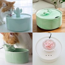 대용량 고양이 세라믹 정수기 모음 급수기 강아지정수기 고양이물, 꽃잎 정수기 (본품+필터추가), 블루