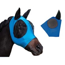 유니버설 플라이 말 마스크 모기 방지 통기성 메쉬 승마 전문 안전 말 착용 장식 승마 용품, [4] Blue S