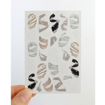 자연스러운 데코 네일스티커 꽃잎 하트 체크 네일아트, 15.그레이톤 리본스티커, 1개