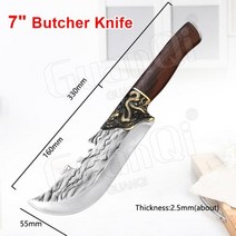 2023년신상 스테인레스 스틸 소재 수제 정육 발골 나이프 야외 캠핑 요리 도구 세르비아 요리사 칼, 없음