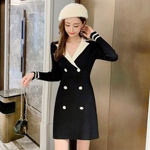 뉴욕멋쟁이 스쿨리 자켓카라 니트원피스 하객원피스 여성미니원피스