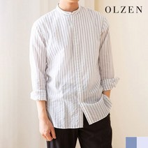 올젠 헨리넥 메쉬 조직 스트라이프 셔츠 (ZOA2WC1308)
