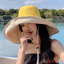 puildaug 어부의 모자 여성 면화 자외선 자외선 차양 모자 빅 엣지 조커 브림 여름 얼굴