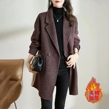 여성반코트 여성 겨울 하프 반 코트 모직 자켓 39s 2022 가을 새로운 한국 스타일 기질 두꺼운 중간 및 긴 헤링본 패턴 모직