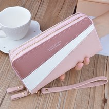 여성 지갑 팔찌 핸드폰 지갑 스플라이스 여성 지갑 가죽 숙녀용 긴 여성 지갑 빅 카드 홀더 클러치 더블 지퍼