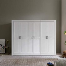 웰튼 갤러리 9자 여닫이 옷이불수납 키큰 거울 장롱셋트, 화이트, 하프-거울셋트