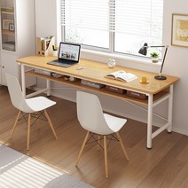 쌍둥이 책상 자매 형제 남매 2인 트윈 더블 테이블, 화이트 140×40×74 cm 캐비닛