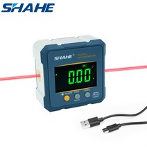 각도기 SHAHE-디지털 각도 측정기 각도기 2 인 1 디지털 레벨 게이지 충전식 경사계 도구