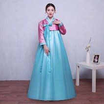 한복 반티 여러 가지 빛깔의 전통 드레스 여성 민속 무대 무용 의상 전통 의상