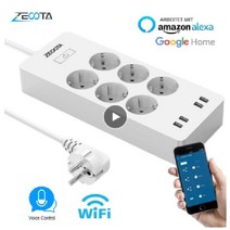 Smart multi WiFi 스마트 전원멀티탭 알렉사 구글 음성제어 6구 앱전원 제어 usb 멀티탭, 1개, 화이트