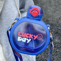 Lucky Day 어른 빨대 컵 대용량 학생 물병 610ML, 블루
