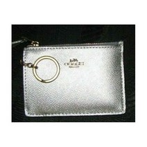 코치 C7213 메탈릭 실버 미니 스키니 카드 케이스 키링이 있는 아이디 윈도우 NWT 700476
