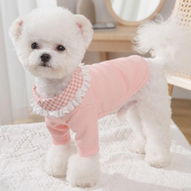 솜앤샵 강아지옷 크레파스 체크 티셔츠, 블루