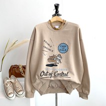 바이미쓰리 / (디.즈니정.품)칩앤데일 오버핏 기모맨투맨(4color)