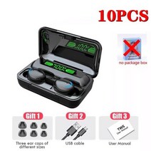 넥 행잉 이어폰 F9 블루투스 TWS 헤드폰 무선 헤드셋 마이크 포함 3000mAh 충전 박스 스테레오 인이어 이어 버드 스포츠, 10black