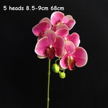 인공 나비 난초 꽃 진짜 촉감 좋은 품질 호접란 가정용 장식 7 머리, 03 빨간