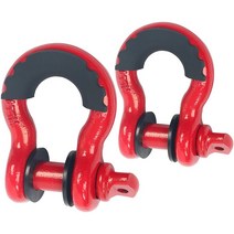 자동차 트레일러 후크 고리 견인장치 용품 자동차 견인 로프 U 훅 견인 후크 오프로드 트레일러 샤클 대형 3 4u 모양 버클 랭글러 전면 및 후면 바, 대형 34 퓨어 레드 U 블랙 2 세트
