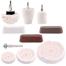 다이아몬드 연마제 매니 폴드 알루미늄 스테인레스 스틸 용 1/4 인치 핸들이 있는 3Pcs 루즈 컴파운드가있는 버핑 패드 연마 휠 키트 10 Pcs, 01 White