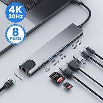 도킹스테이션 노트북 어댑터 PD SD TF RJ45 Macbook Air M1 iPad Pro, 7in1 HDMI PD
