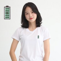 멋지군 쿨론 브이넥 완충배터리 캐릭터자수 반팔 기능성 티셔츠